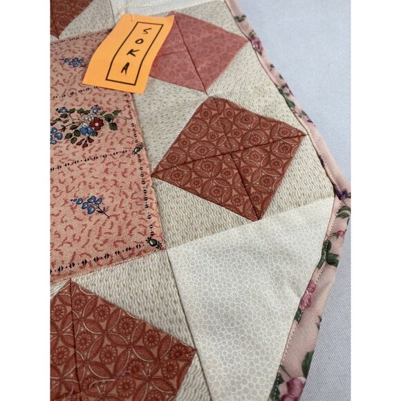 SOKA Centerpiece Mat Placemat Handmade Patchwork NEW Peach Floral Vintage Look - Picture 3 of 9